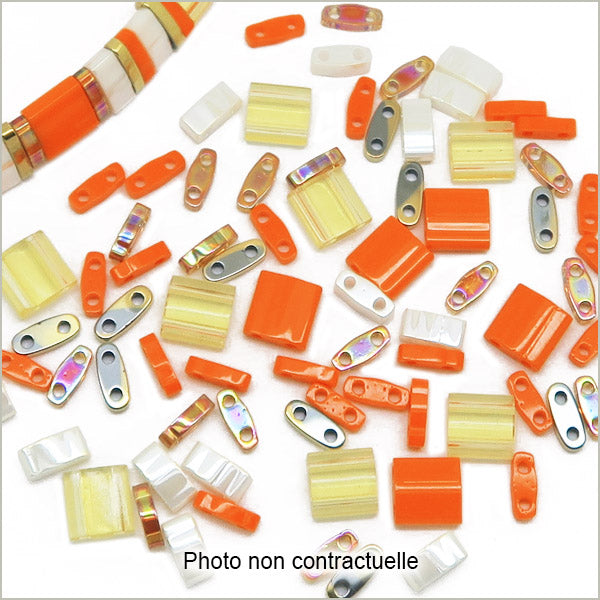 6g de mix de perles Tila mandarine