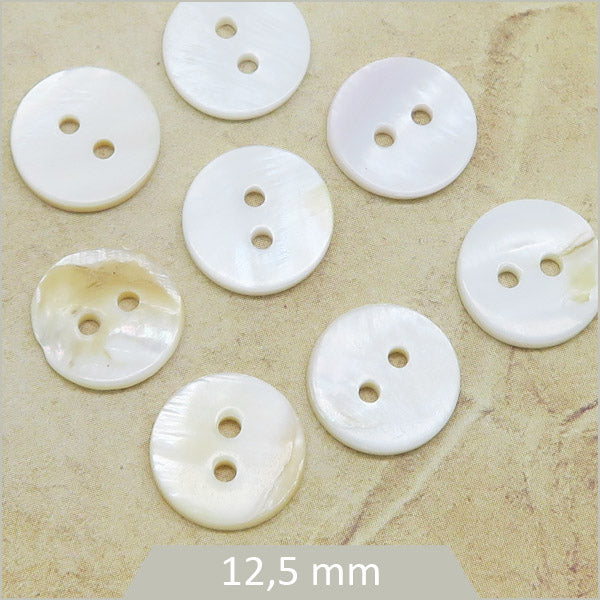 8 boutons coquille d'eau douce, 12,5 mm
