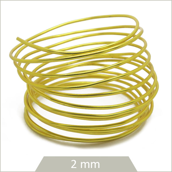 3 m de fil d'aluminium rond, jaune champagne, 2 mm
