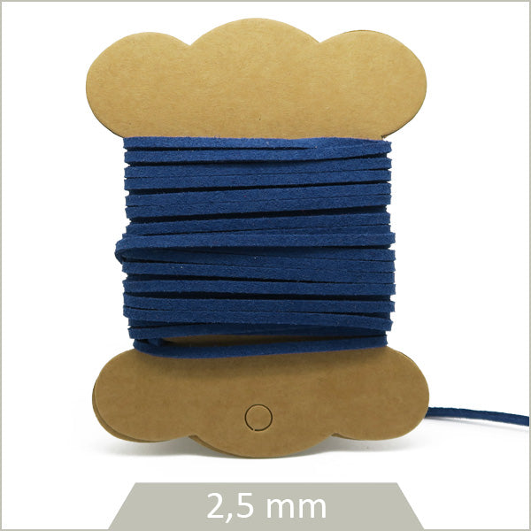 5 m de cordon suédine, bleu