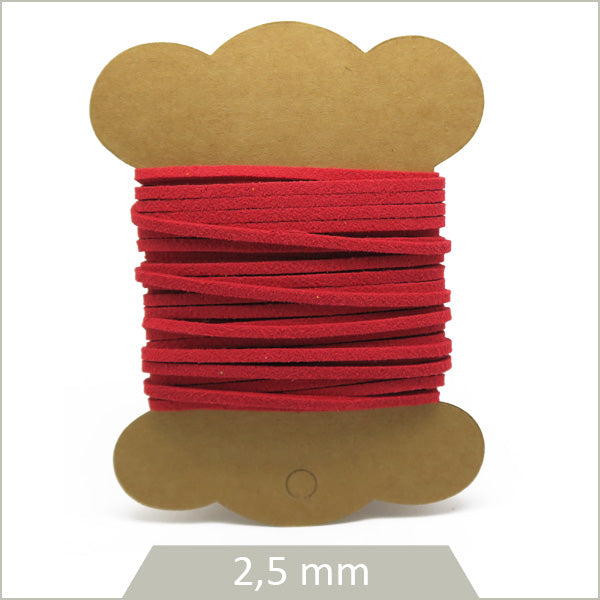 5 m de cordon suédine, rouge