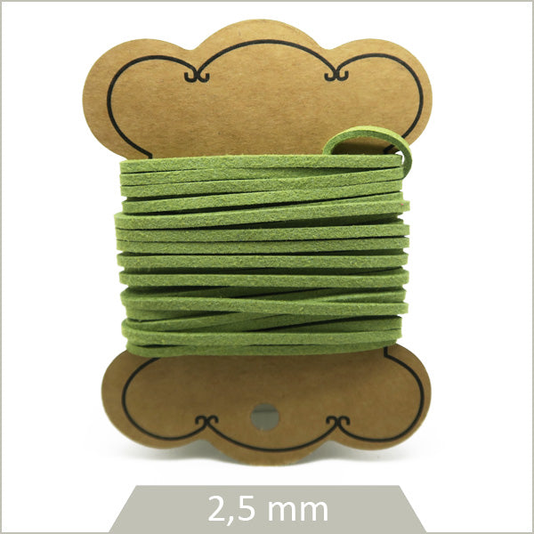 5 m de cordon suédine, vert olive