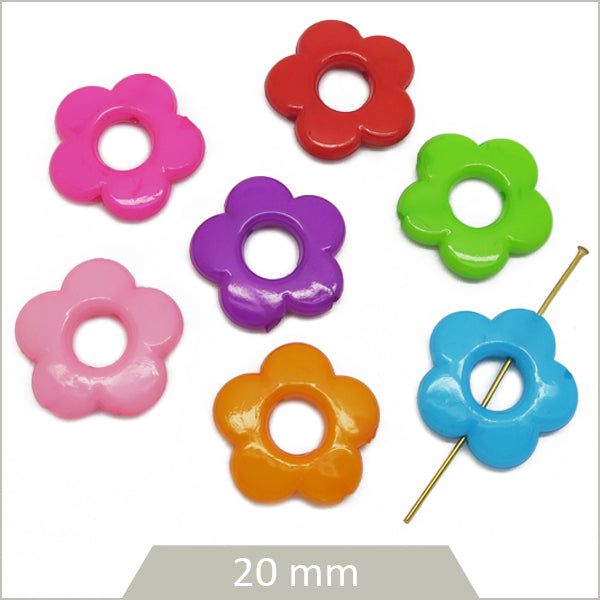 14 perles fleurs pop 20mm