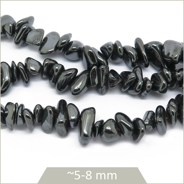 38 cm de perles chips hématite gris anthracite non magnétique (125 perles environ)