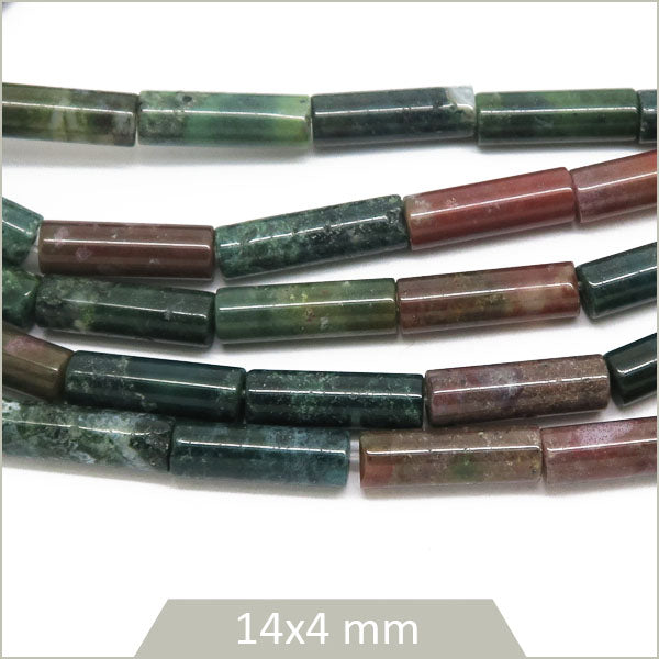 Env. 29 perles tubes en Agate Indienne 14x4 mm