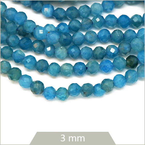 Env. 110 perles à facettes en Apatite, 3 mm