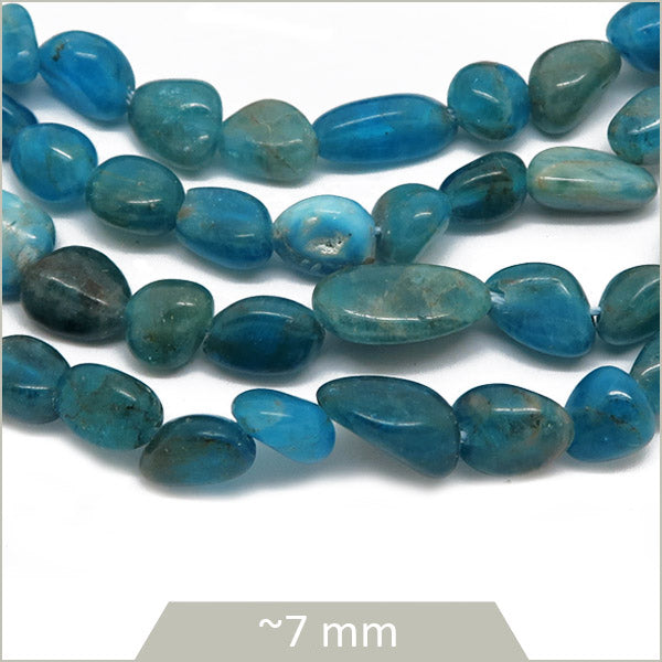 40 cm de perles galets en apatite calibre 7mm