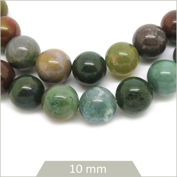 Env. 36 perles rondes d'agate indienne 10 mm