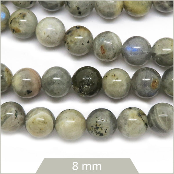 Env. 50 perles rondes Labradorite, 8 mm