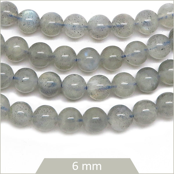 Env. 60 perles rondes Labradorite à reflets, 6 mm