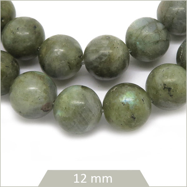 Env. 32 perles rondes 12 mm en labradorite