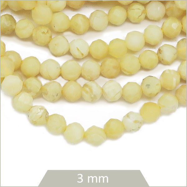Env. 120 perles facettées en Opale jaune, 3 mm