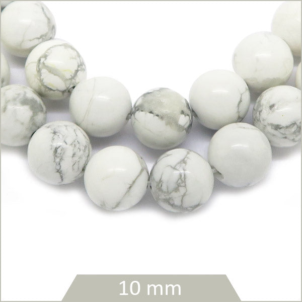 Env. 36 perles ronde howlite blanche 10 mm