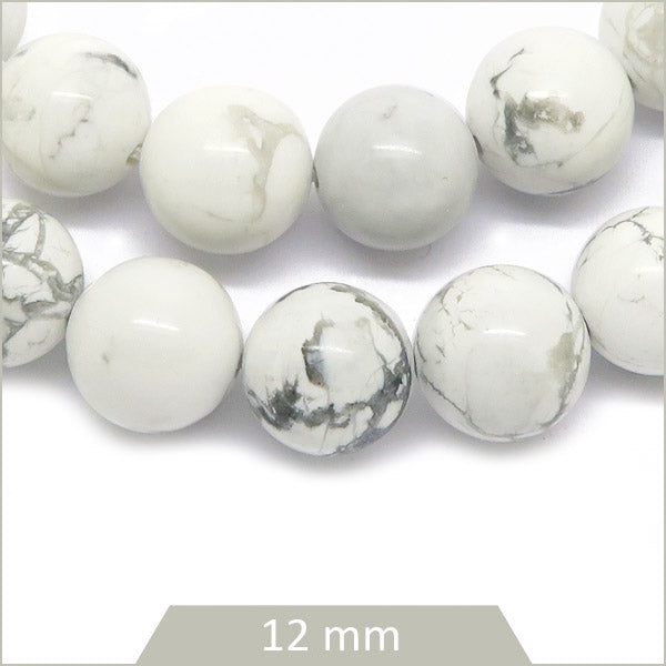 Env. 30 perles ronde howlite blanche 12 mm