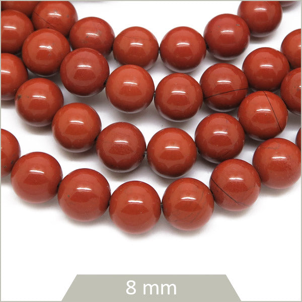 Env. 44 perles rondes en Jaspe rouge 8 mm