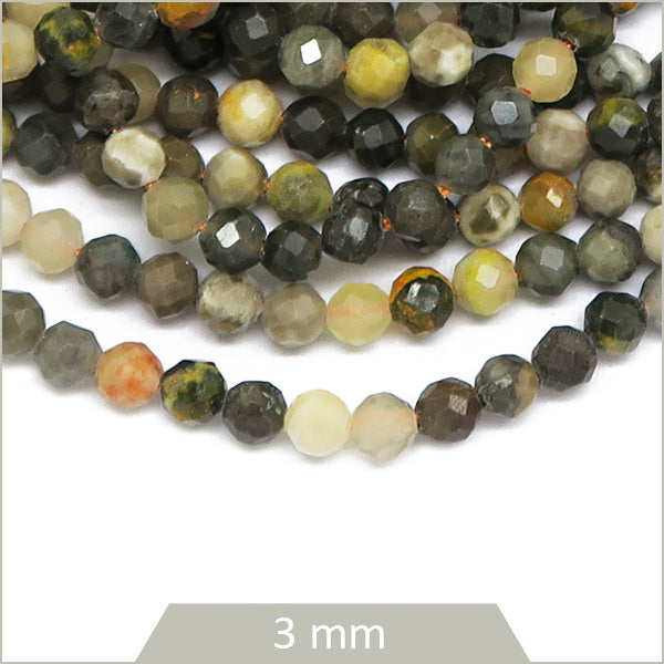 Env. 120 perles facettées en Jaspe bourdon 3 mm