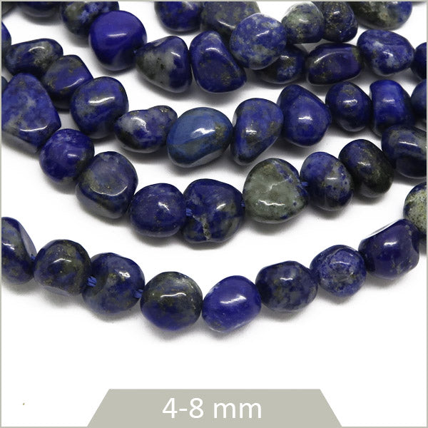 40 cm de perles galets en Lapis Lazuli 4 à 8 mm