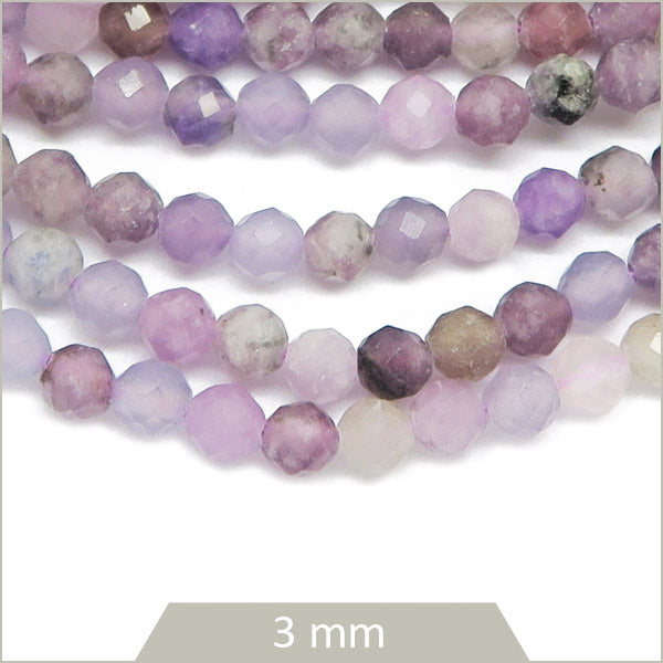 Env. 120 perles facettées en Lépidolite, 3 mm