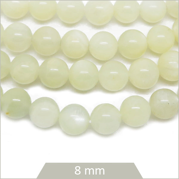 Env. 45 perles rondes blanche 8 mm, Pierre de Lune