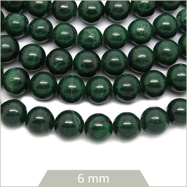Env. 35 perles rondes en Malachite, 6 mm