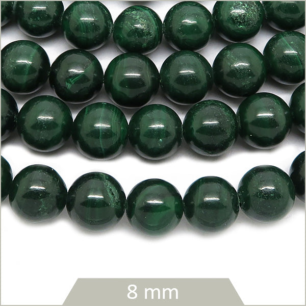Env. 35 perles rondes en Malachite, 8 mm