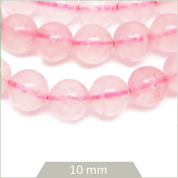 Env. 36 perles rondes en quartz rose, 10mm
