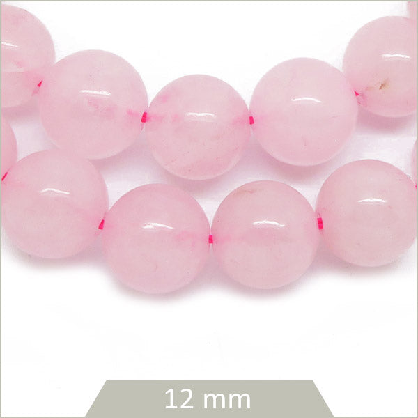 Env. 32 perles rondes en quartz rose, 12mm