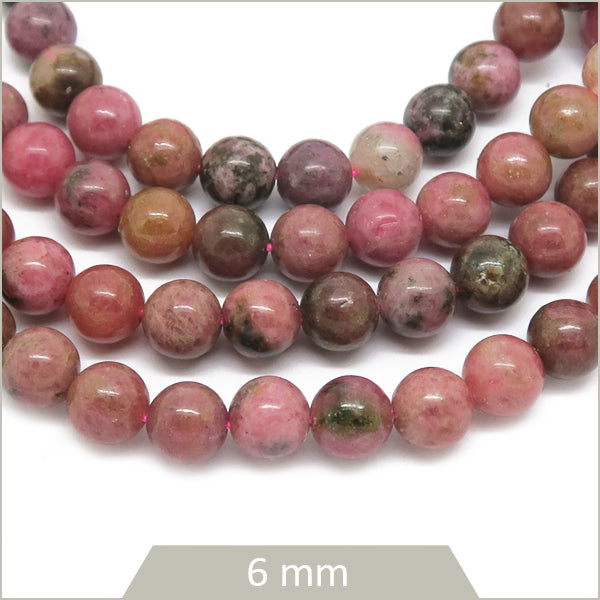 60 perles rhodonite coeur 6 mm