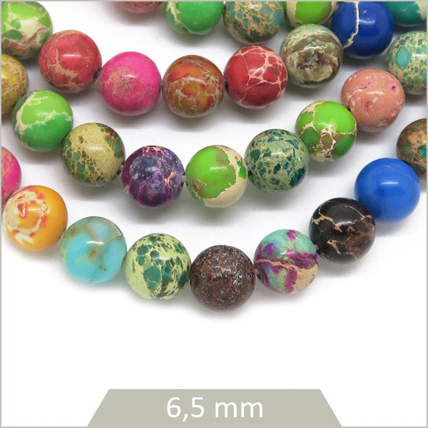 Env. 32 perles rondes Régalite teintée mix de couleurs, 6,5 mm