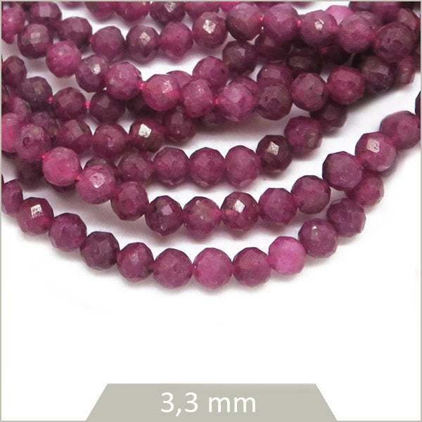 Env. 115 perles à facettes rubis, 3,3 mm