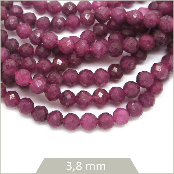 110 perles à facettes rubis, 3,8 mm