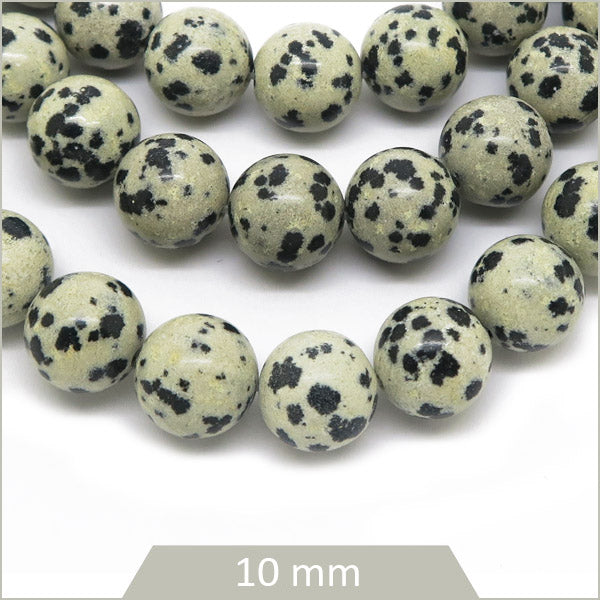 Env. 35 perles rondes de jaspe dalmatien 10 mm