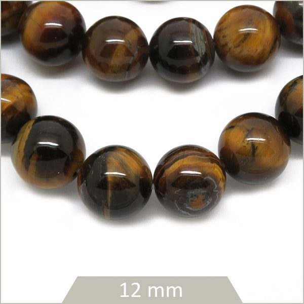 Env. 32 perles rondes 12 mm œil de tigre