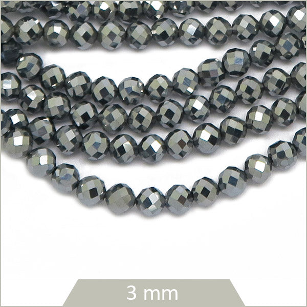 Env. 120 perles facettées en Terahertz artificiel, 3 mm