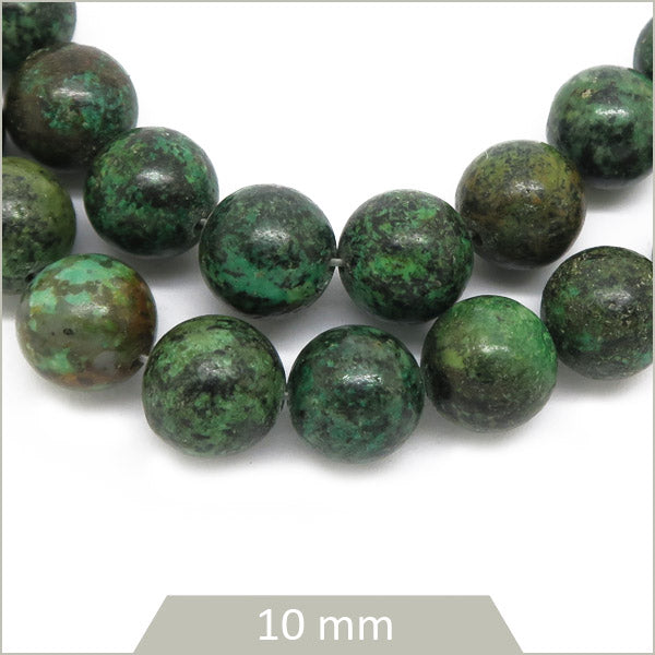 Env. 38 perles rondes de turquoise africaine, 10 mm