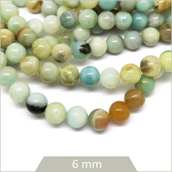 Rang de 56 perles d'amazonite lisse, 6 mm