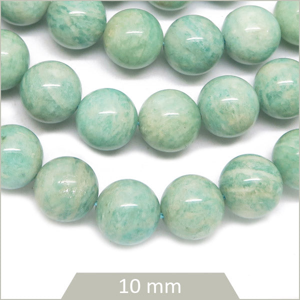 Env. 40 perles d'Amazonite bleu, 10 mm