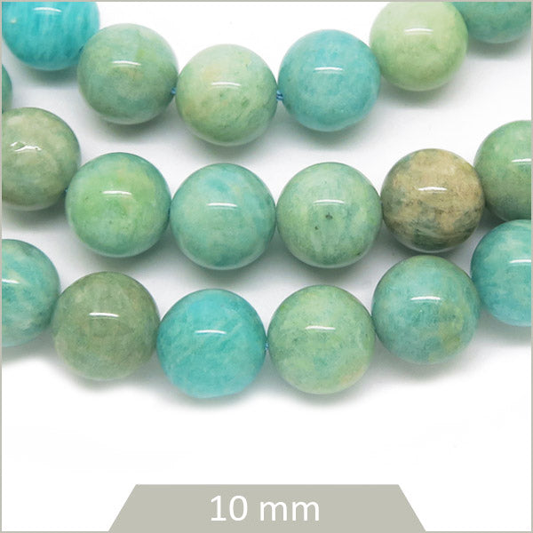 Env. 40 perles d'amazonite bleu, 10 mm