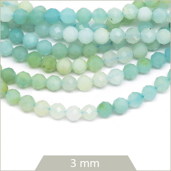 Env. 110 perles à facettes d'amazonite, 3 mm
