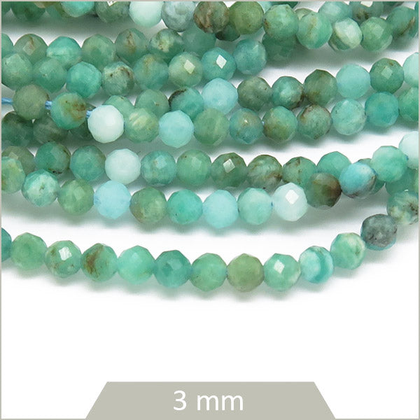 Env. 110 perles à facettes d'amazonite, 3 mm