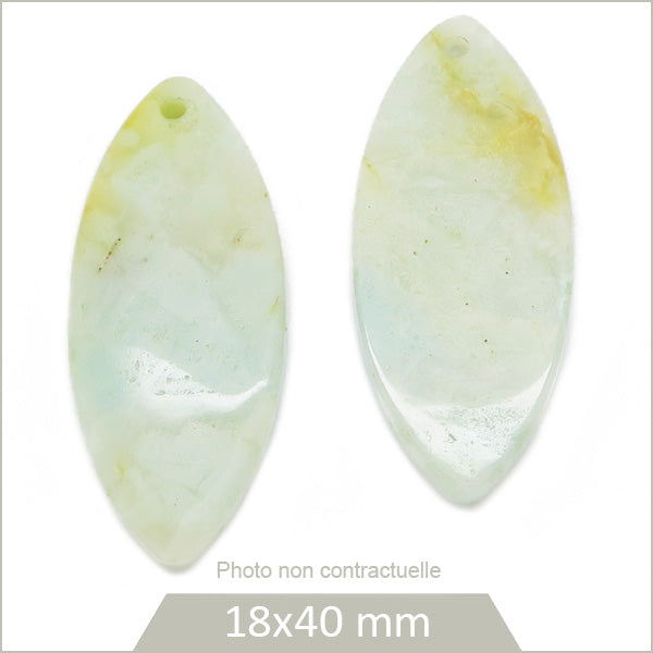 2 pendentifs navette en pierre naturelle d'Amazonite