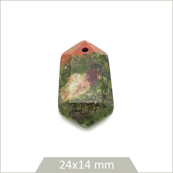 1 breloque prisme en pierre naturelle d'Unakite