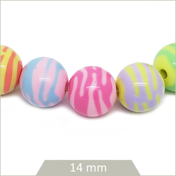 10 perles rondes en acrylique bicolores, mix de couleurs