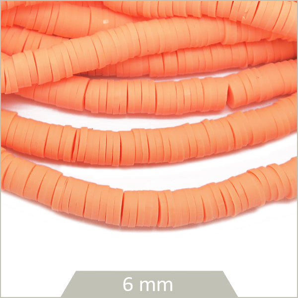 Rang d'env. 45 cm de perles rondelles heishi 6 mm, saumon