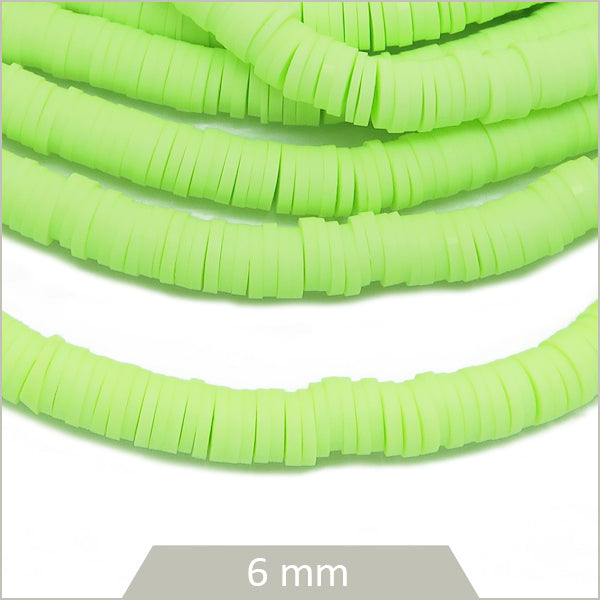 Rang d'env. 45 cm de perles rondelles heishi 6 mm, vert anis