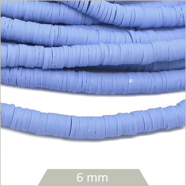 Rang d'env. 45 cm de perles rondelles heishi 6 mm, bleu pastel