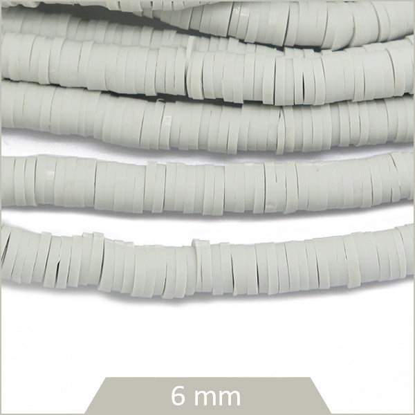 Rang d'env. 45 cm de perles rondelles heishi 6 mm, gris clair