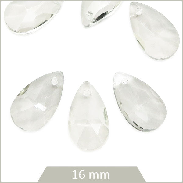 6 breloques gouttes en verre gris transparent