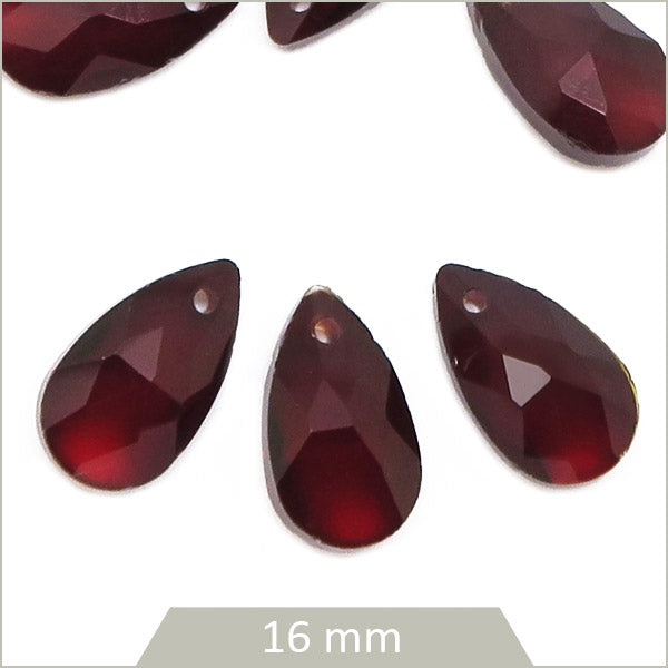 6 breloques gouttes en verre rouge rubis