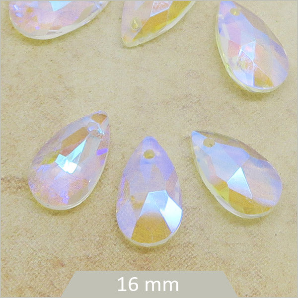 6 breloques gouttes en verre transparentes irisées